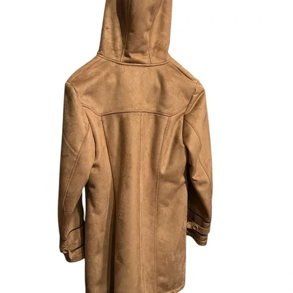 Weatherproof Brown Suede Coat with Fur